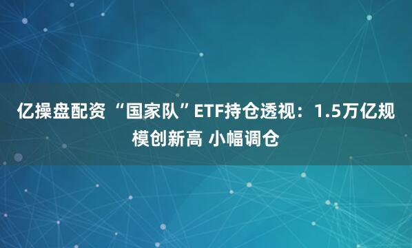 亿操盘配资 “国家队”ETF持仓透视:1.5万亿规模创新高 小幅调仓